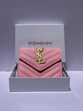 YSL Mini Wallet — Rose Caviar