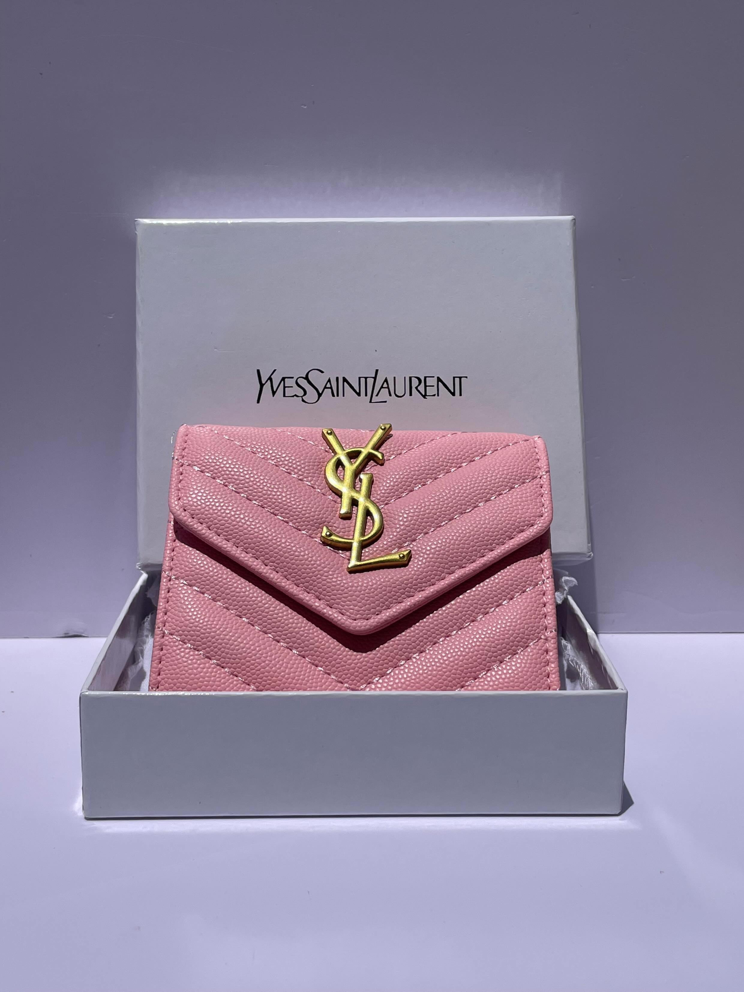 YSL Mini Wallet — Rose Caviar