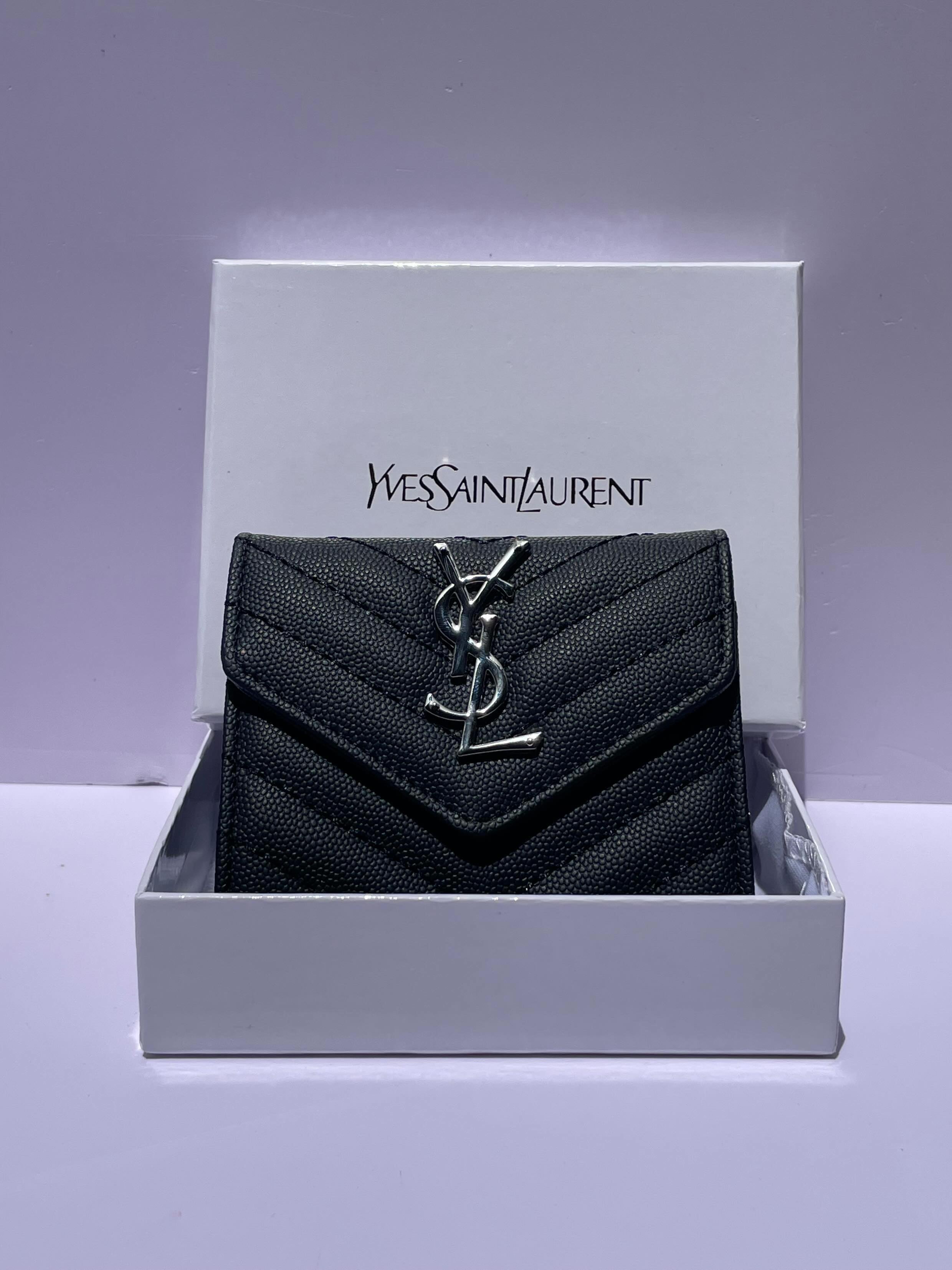 YSL Mini Wallet — Noir Silver