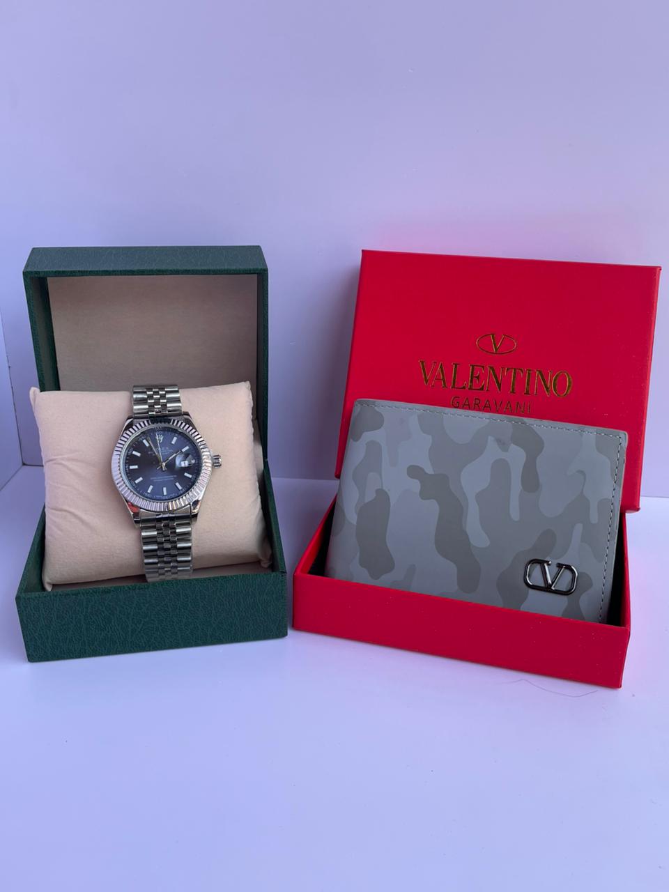 Pack Rolex Datejust & Portefeuille Valentino Garavani Gris⌚🖤