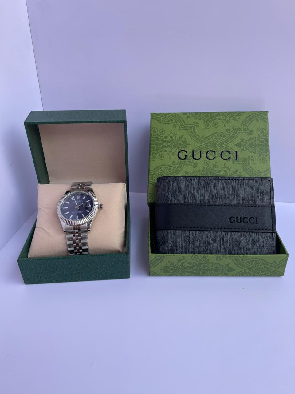Pack Rolex Datejust & Portefeuille Gucci Noir⌚🖤