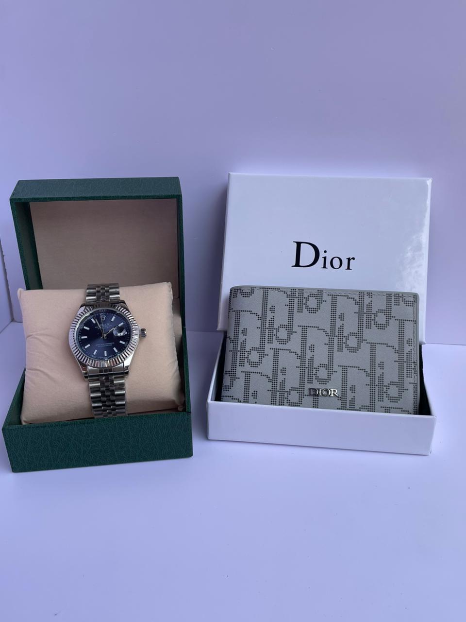 Pack Rolex Datejust & Portefeuille Dior Gris ⌚🖤